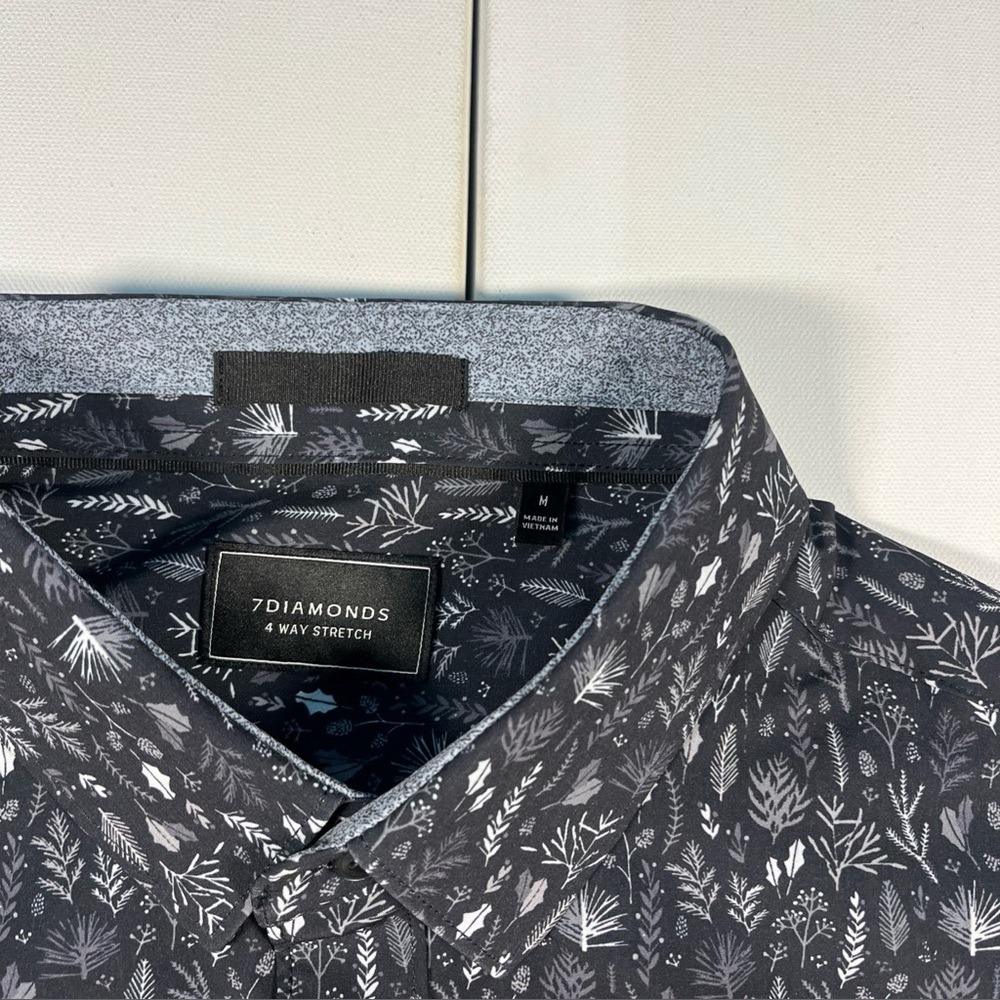 7 Diamonds Men's Black and White Patterned Button-Down Shirt - Picture 6 of 16